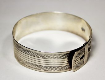 Antique English Hallmarked Sterling Silver Cuff Bracelet