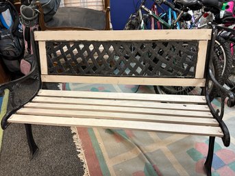 Black Metal And Gray Wood Park Bench