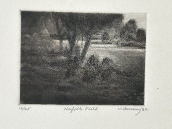 Signed WARD DAVENNY Etching In Frame- Titled 'norfolk Field'- #16/25
