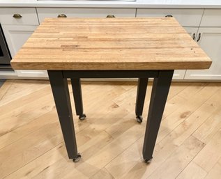 Portable Butcher Block Island On Casters