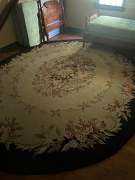Beautiful Giant Oval Hooked Floral Rug