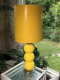 (1 Of 2) Fabulous Midcentury / MCM - Retro Sunny Yellow Stacked Ball Lamp With Drum Shade - Both Need TLC