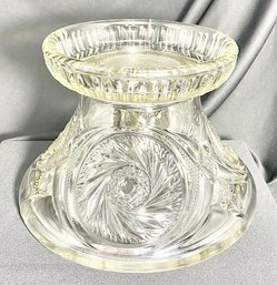 Large Antique L.E. Smith/ McKee Aztec Pinwheel Pressed Glass Punchbowl Base