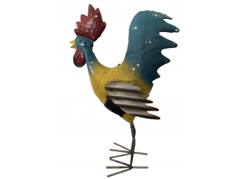 Country Farmhouse Reclaimed Metal Chicken Sculpture