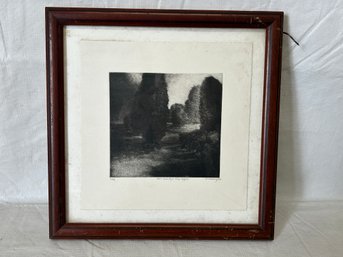 Larger Signed Vintage WARD DAVENNY Etching- Titled 'R.G.T. Country's Gray Night'