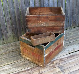 A Lot Of Wooden Advertising Crates - Dairy, Soda & Cheese!