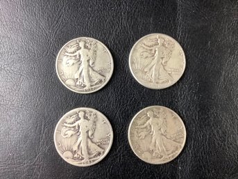 4 Standing Liberty Half Dollars Dated 1937, 1941, 1942 & 1943 D (90 Per Cent Silver)