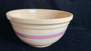 Vintage XL Ovenware Pink And Blue Banded Mixing Bowl