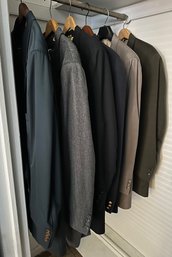 5 Freshly Dry Cleaned Suits From Nordstroms & Palm Beach Including Tuxedo & 1 Sports Jacket, Size 56 Regular