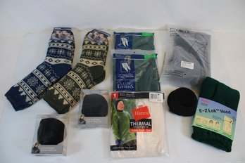 Mixed Winter Lot With Thermal Underwear, Fleece Earmuffs, Aizoke Socks, Warm Tights And More