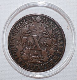 1799 10 (X) Reis Portugal Maria I Dei Gratia Coin