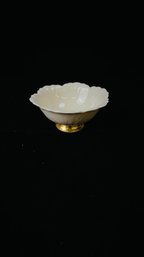 Vintage Lenox Cabbage Leaf Cream Gold Trim Footed Dorian Nut Dish