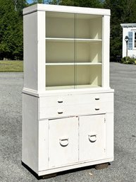 A VIntage Mid Century Modern Painted Wood China Cabinet With Sliding Glass Doors C. 1960's