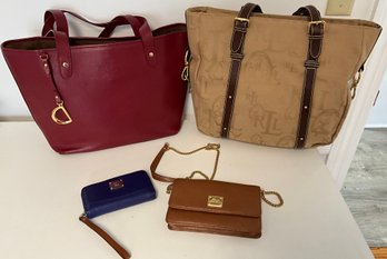 2 Beautiful Ralph Lauren Tote Bags, Ralph Lauren Crossbody Purse & Ralph Lauren Clutch