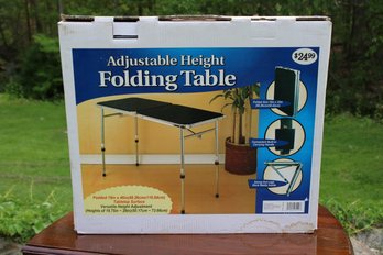 NOS Adjustable Height Padded Folding Table In Original Box