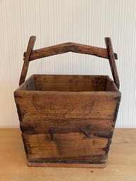 Antique Chinese Wooden Rice Bucket