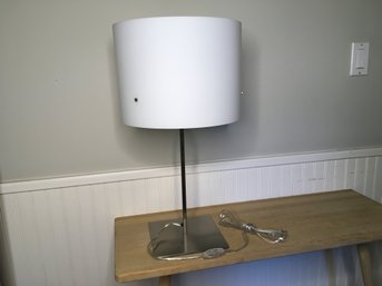 VINTAGE ITALIANA LUCE MOD DONNA MODERN TABLE LAMP, GLASS SHADE & BRUSHED NICKEL FINISH BASE & STEM