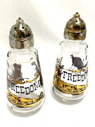 Vintage Culver Style Freedom Land USA Salt & Pepper Shaker Set