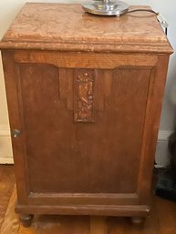 Art Deco Wooden Bedside Table With Marble Top