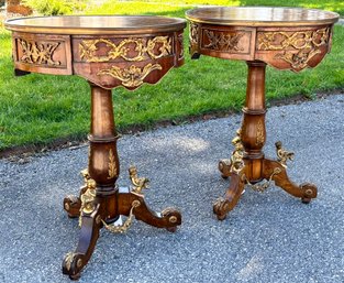 A Pair Of Opulent 19th Century Marquetry Side Tables With Ormolu Trim - Stunning Piece
