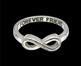 Vintage Sterling Silver Friends Forever Infinity Ring, Size 6.5