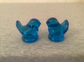 Signed Glass Blue Birds