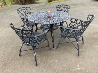 Outstanding Ornate Cast Aluminum 4 Chair And Table Porch Or Outdoor Patio Set. Repaint Or Not. No Shipping.