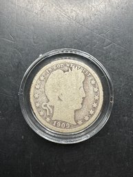 1909-D Barber Silver Quarter