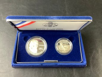 United States Mint Bill Of Rights 2 Coin Proof Set With 1 Silver Dollar & 1 Half Dollar W/cOA & Original Box