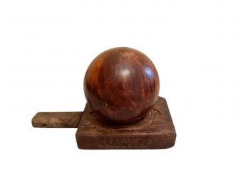 Vintage Wooden Tortoise Mould & A Wooden Sphere