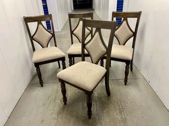 Set Of Four Side Chairs With Diamond Shield Backs