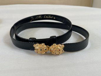 Judith Leiber Bejeweled Gold Frog Belt