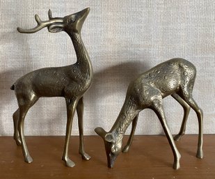 Two Brass Deer