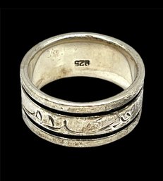 Vintage Sterling Silver Engraved Ring, Size 7