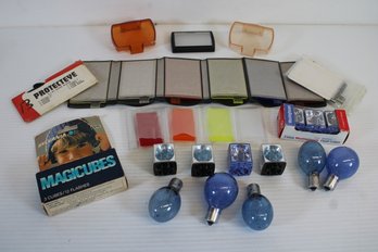 Lot Of Vintage Light Modifier's And Camera Flash Bulbs