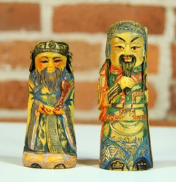 Pair Of Vintage Polychrome Painted Chinese Figures