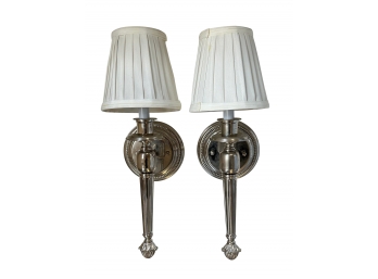 Wonderful Pair Of Wall Sconce Lights With Shades Lot 1 Of 2