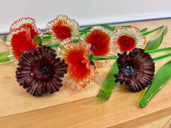 Vintage Hand Blown Glass Flowers