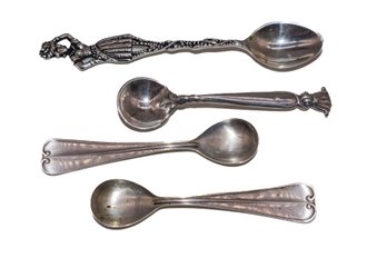 4 Sterling Silver Small Salt/Sugar Spoons Collection - 17 Grams