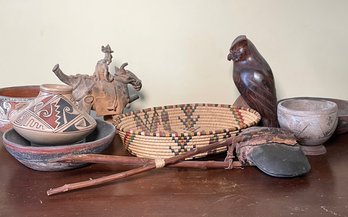 Vintage Southwestern Pottery And Baskets, Nemadji And More