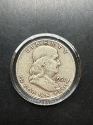 1957-D Benjamin Franklin Silver Half Dollar