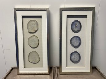 Pair Of Framed Geode Cross Section Shadow Box Displays