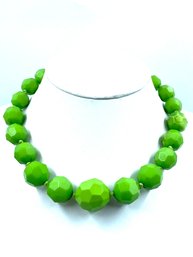 Vintage Chunky Green Graduated Faceted Bead Necklace