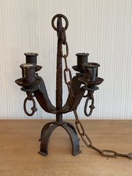 Antique Hand Forged Iron Gothic Medieval Candelabra Chandelier