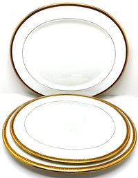Set 3 Vintage Cauldon Platters With 23 Carat Gold Accents, England