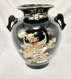 Vintage Japanese Black Urn Style Vase