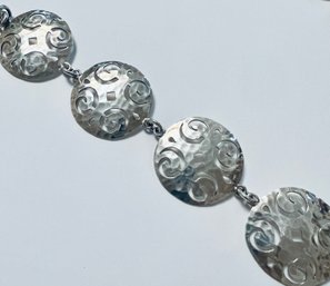 STERLING SILVER ROUND CUT OUT LINKS BRACELET