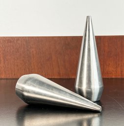 Pair Of Mid Century Modern Stainless Steel Salt & Pepper Shakers