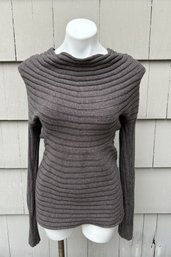 Warm Gray Fitted Cowl Neck Sweater By Bruno Manetti (size 42)