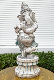 A Carved Wood Ganesha Statue